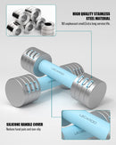 Adjustable Dumbbell Set, Hand Weights Sets for Women with Silicone Handles 2LB-8LB Steel Weights for Women